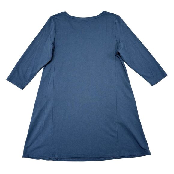 J Jill Pure Jill Dress Size‎ Medium Petite Blue Pullover Jersey Knit Pockets - Picture 2 of 8